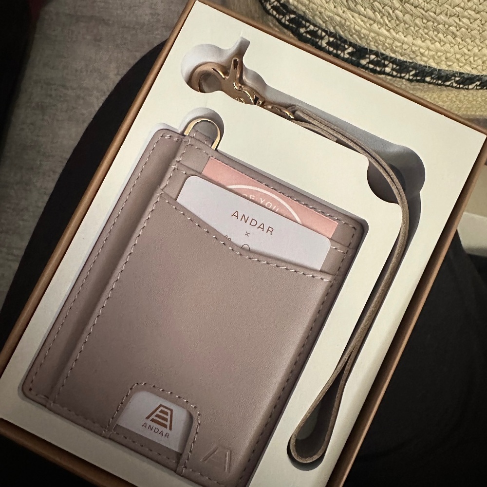 Andar grey purple wallet key card holder
